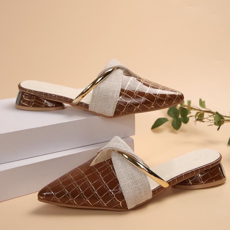 2026Elegant Heel Women Mules Summer New Sexy Pointed-Toe Ladies Slippers Slip on Leisure Ladies Office Shoes Pumps Women Sandals