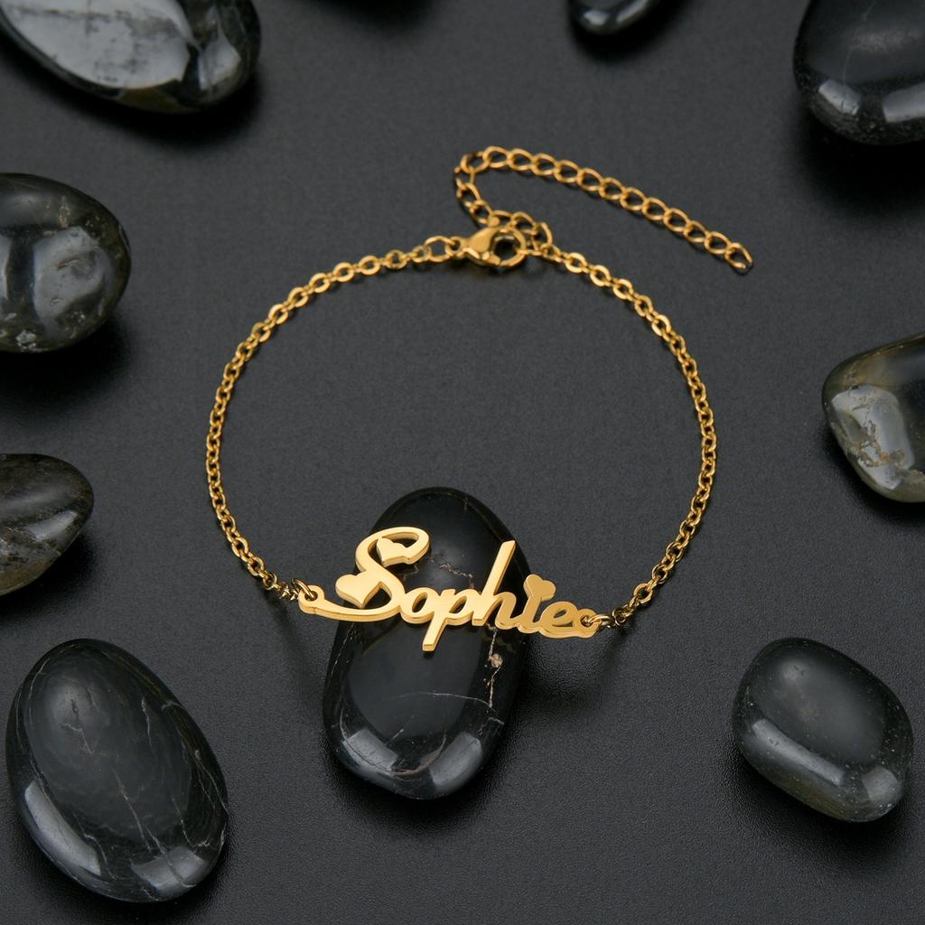 Goxijite Benutzerdefiniertes verstellbares Namensarmband für Frauen, Babys und Kinder aus Edelstahl, personalisiertes Namensschild-Armband für Kinder, Schmuck