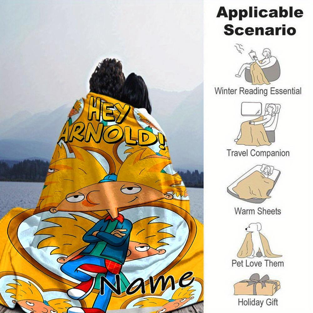 Hey Arnold Themed Flannel Blanket Personalized Name Soft Warm And Versatile For Sofa Bed Office And Travel Machine Washable Comfortable In All Seasons