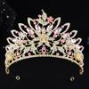 DIEZI New Elegant Luxury Bridal Flower Crystal Beads Tiara For Women Girls Wedding Party Queen Crown Hair Dress Accessories