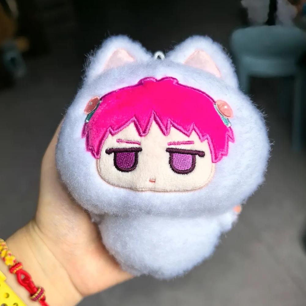 Anime The Disastrous Life of Saiki K Saiki Kusuo Cosplay Kaychain Cute Plush Cotton Doll Backpack Pendant Keyring Decoration
