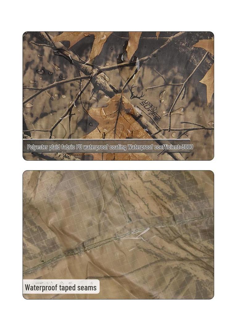 Adult Camouflage Waterproof Hiking Raincoat - Long, Lightweight, One-Piece with Reflective Strip