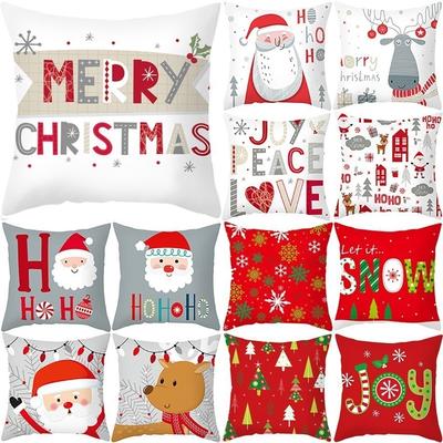 Yastık Kılıfı Mutlu Noeller Mektup Baskı Süsleme Noel Noel Süsü Noel Baba Mutlu Yıllar