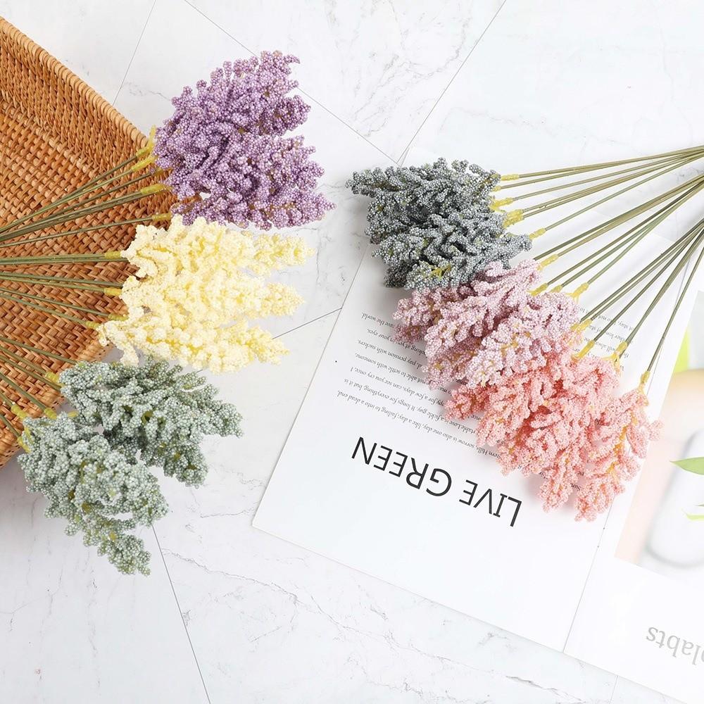 6 Pcs /Bundle Artificial Flowers Plastic DIY Crafts Supplies Fake Plants Multi-purpose Wheat Bouquet Home Decoration