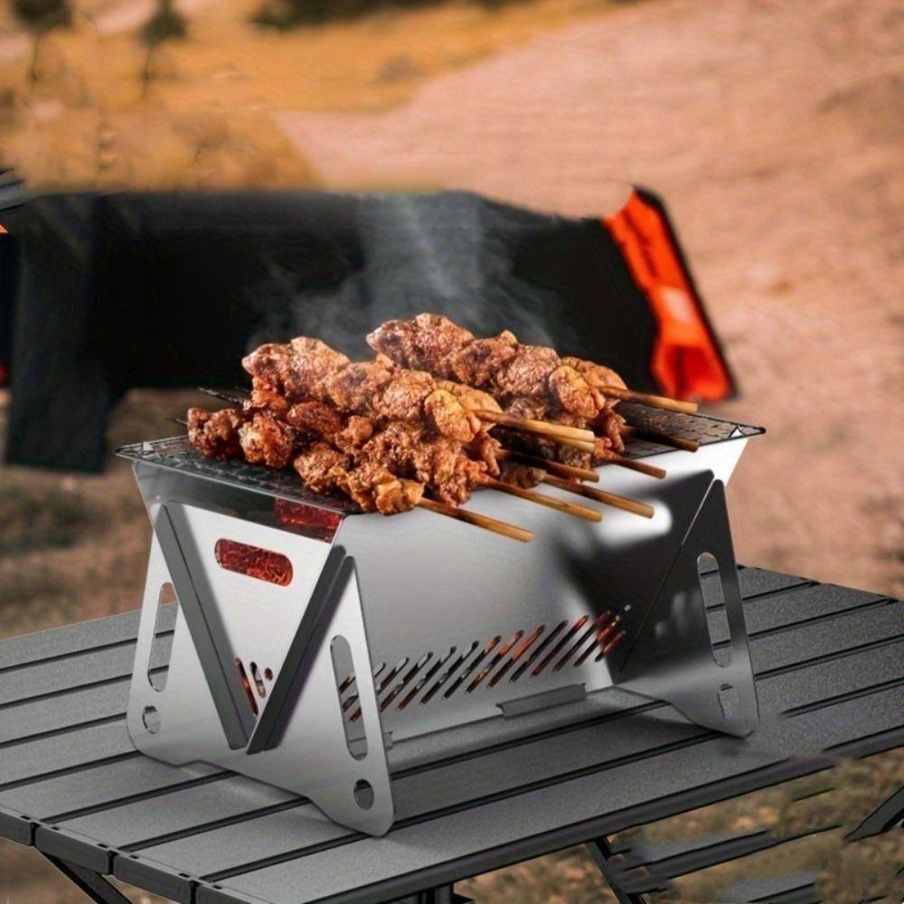 Portable Folding Barbecue Grill Detachable Grill Burn-er Stand Compact Barbecue Stove Outdoor
