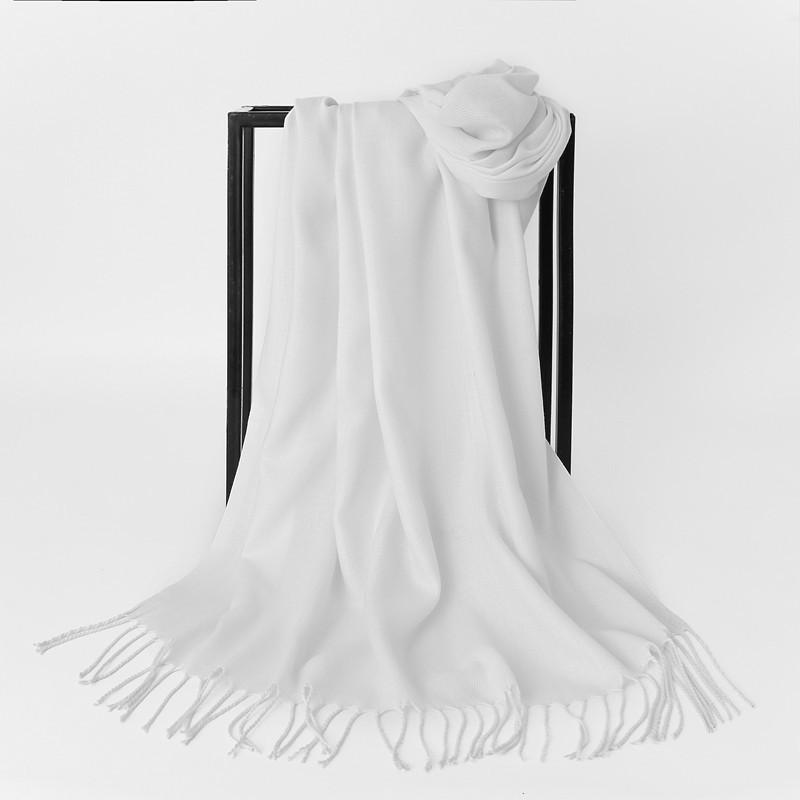 Otoño E Invierno Nuevo Bufanda de Cachemira para Mujer Color Sólido Imitación Cachemira Bufanda de Punto Gruesa Bordada Cachemira Chal