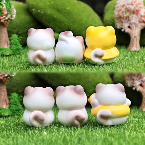 Mini Figurine de Chat en Résine Micro Statue de Chat Cartoon Animaux Minuscules Artisanat pour Paysage de Mousse DIY Maison de Poupées Décor de Jardin Gâteau d'Anniversaire