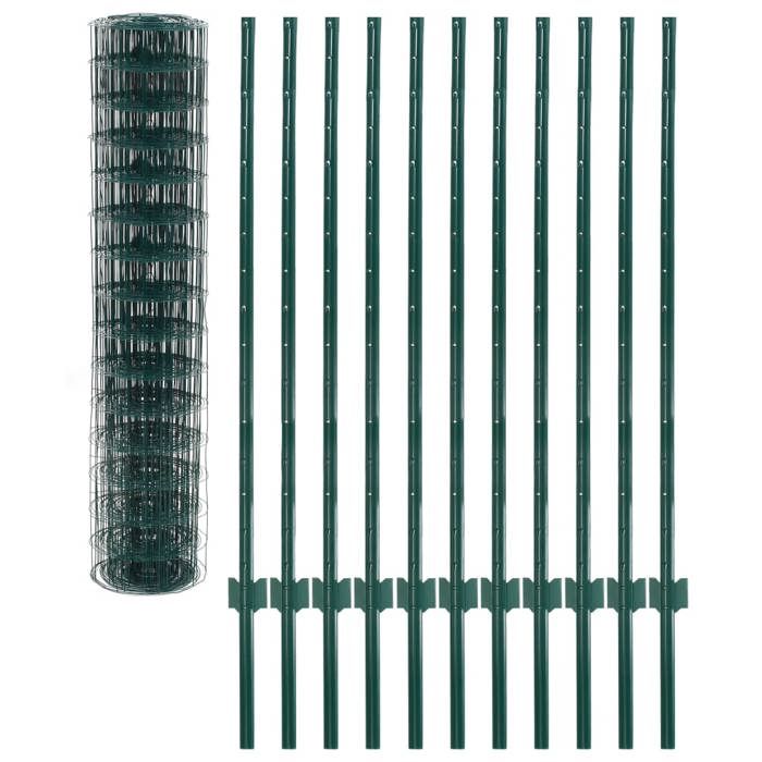 VidaXL Euro Fence Set Steel Green Mesh Fencing Garden Fence 142812