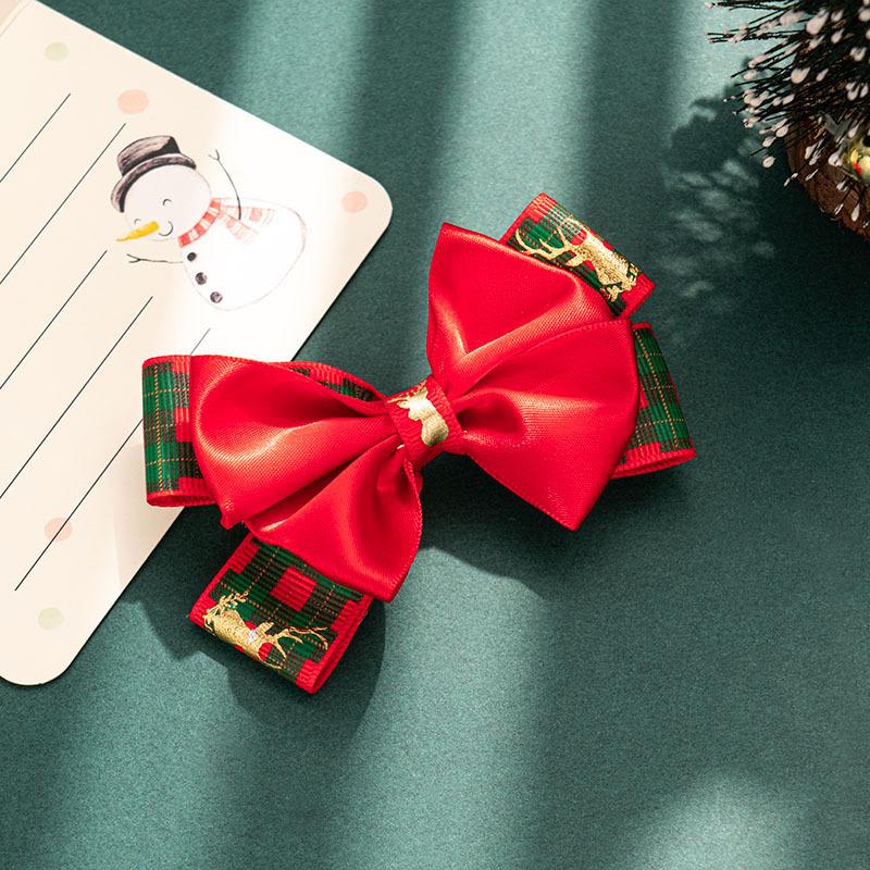 1PCS Christmas Children's Red Bow Hairpin Princess Versatile Back Head Hairpin Girl Top Clip New Year Girl Headwear