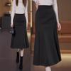 Women's Coffee Wool Mermaid Skirt - Fall/Winter 2025, Irregular Mid-Length, Hip-Hugging Design