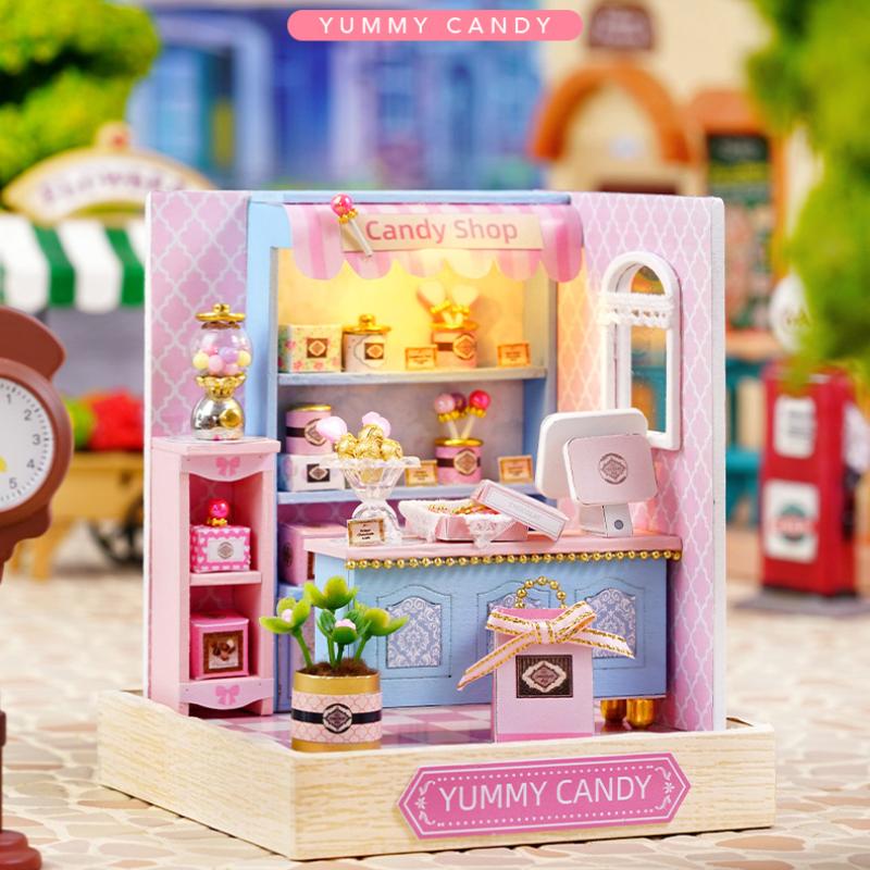 Miniature Doll Houses DIY Small House Kit 3D Wooden Craft Room Toy Set for Kids Home Decoration and Creative Assembly