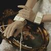 Satin Bride Gloves Short Tulle Wedding Gloves Sheer Wrist Gloves with Bow Faux Pearls for Prom Evening Opera Tea Party