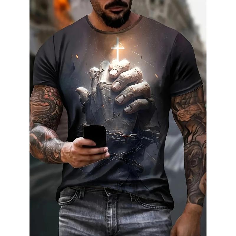 Herren T-Shirt Neuheit Totenkopf 3D Druck Kurzarm T-Shirt Tops Punk Stil Rundhals T-Shirt Sommer Outdoor Übergroße Kleidung