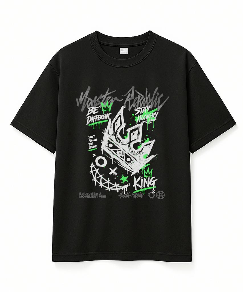 MONSTER REPUBLIC Crown Green T-Shirt Black_9185