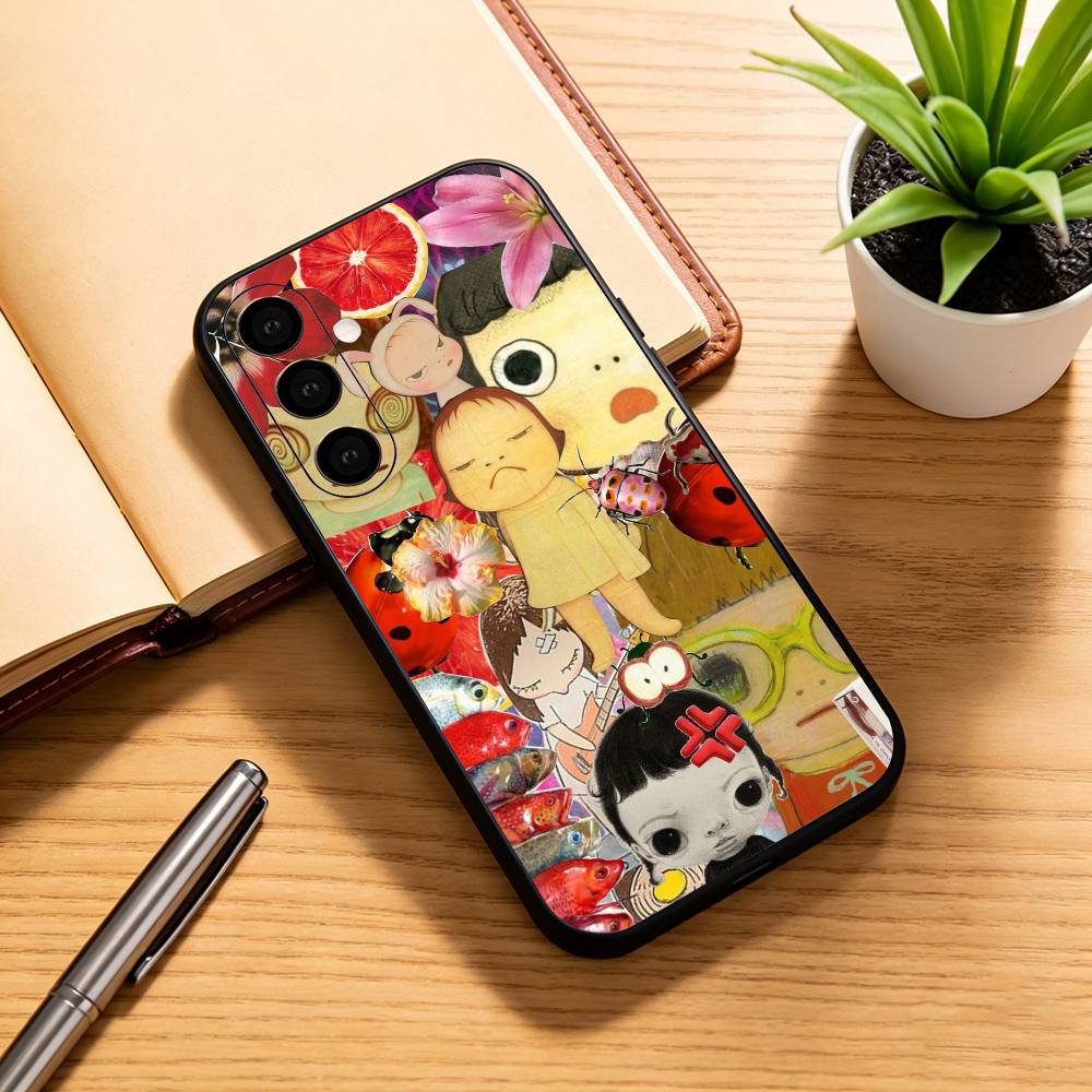 Cute Y-Yoshitomo N-Nara Phone Case For Samsung Galaxy A73,A72,A71,A70,A53,A52,A51,Soft Silicone Black Cover