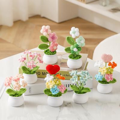 Handgemachte Häkelarbeit Kleine Topfpflanzen Niedliche Simulation Blume Auto Innenraum Büro Desktop Dekoration Künstliche Blume Geschenke