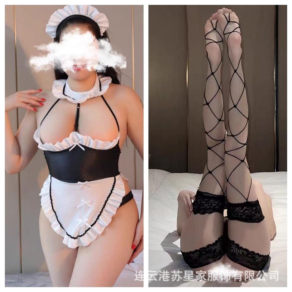 Large size underwear pure lust sweet cute maid suit sexy temptation halter small chest show big maid uniform