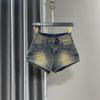 Women's High Waist A Line Denim Shorts Loose Fit Vintage Straight Leg Hot Pants No Stretch Washed Retro Blue Short Jeans