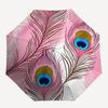 1PC Peacock Feather Pink Pattern Automatic Open/close Umbrella with 8-Rib Structure for Women/Men, All-Season Use - Travel Essential, Stylish Accessor