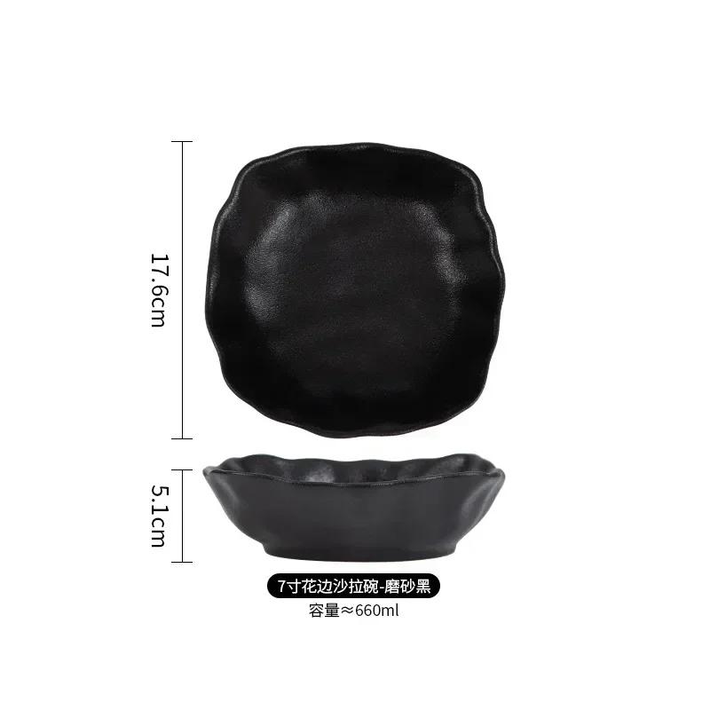 Frosted ceramics black white salad bowl household Hotels restaurant breakfast dinner Desserts porcelain square tableware bowls