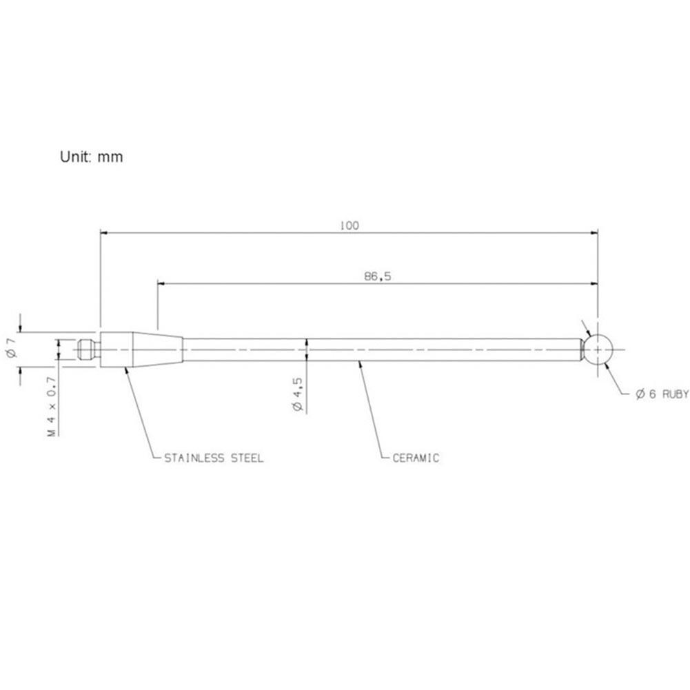 Ball Tip CMM Thread Stylus Machining Wear Resistance