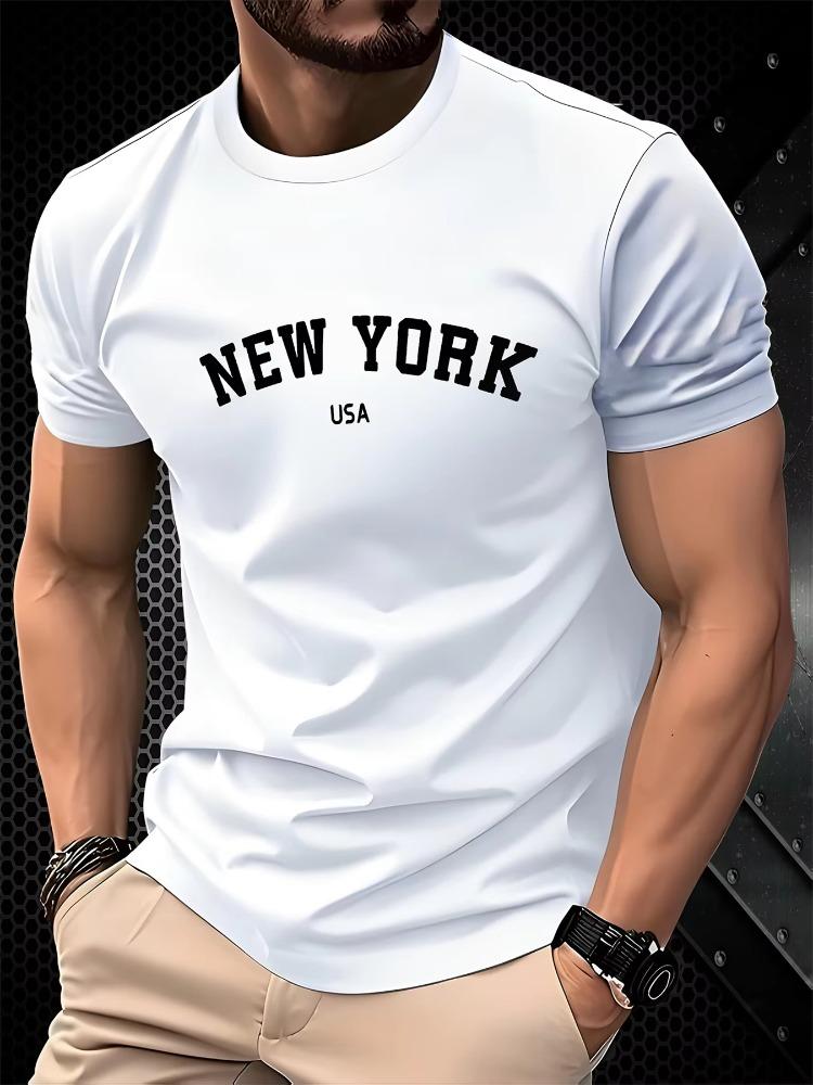

Men s Summer 100 Cotton Fashionable Casual Loose Large New York USA Letter Printed Round Neck Short Sleeve T-shirt Top S разноцветный