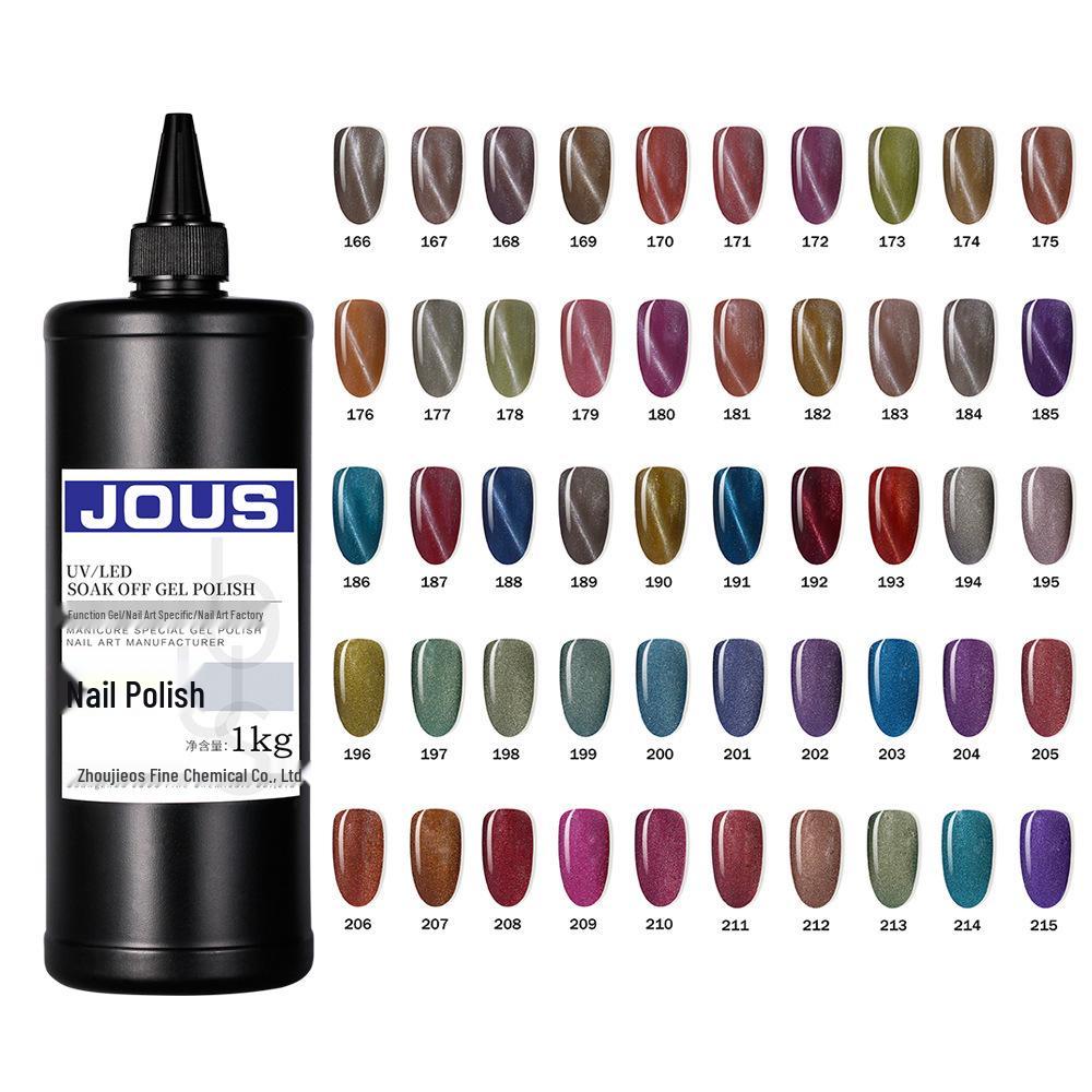 1KG High-End Solid Color Gel Nail Polish Pack with Glitter, Crushed Diamond, and Cat Eye Effects