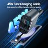 4 In 1 Car Charger 120W Super Fast Charging PD 3.0 with LED Display Cable  Power Adapter for IPhone 16 15 14 13 Pro Xiaomi Samsung