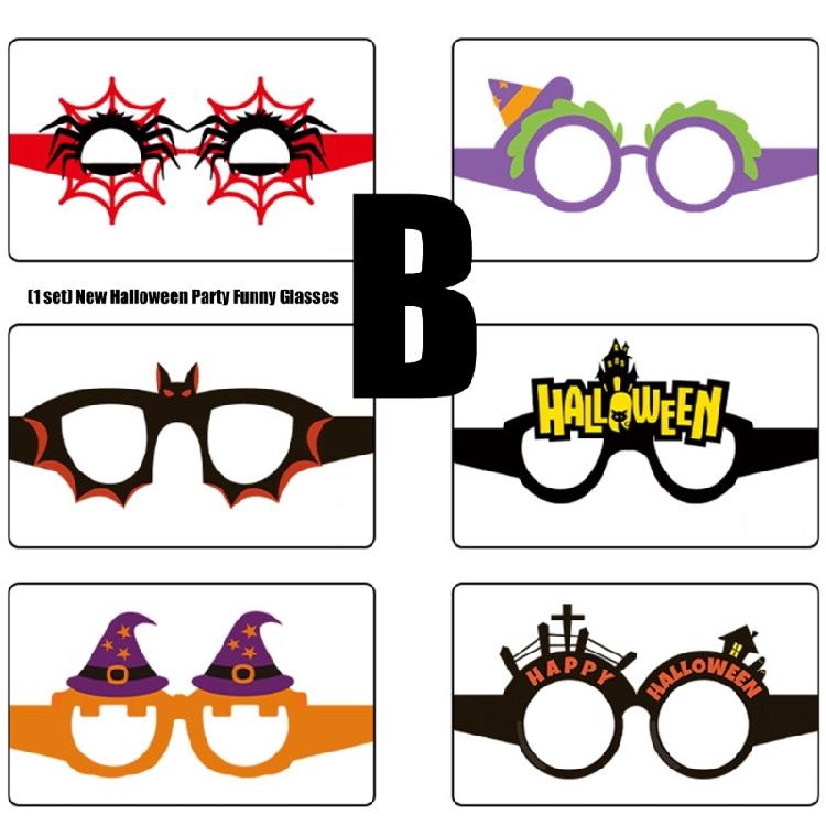 6Pcs/set Funny Halloween Party Eyeglasses Halloween Paper Glasses,Witch Bat Pumpkin Glasses Frames for Cosplay Party