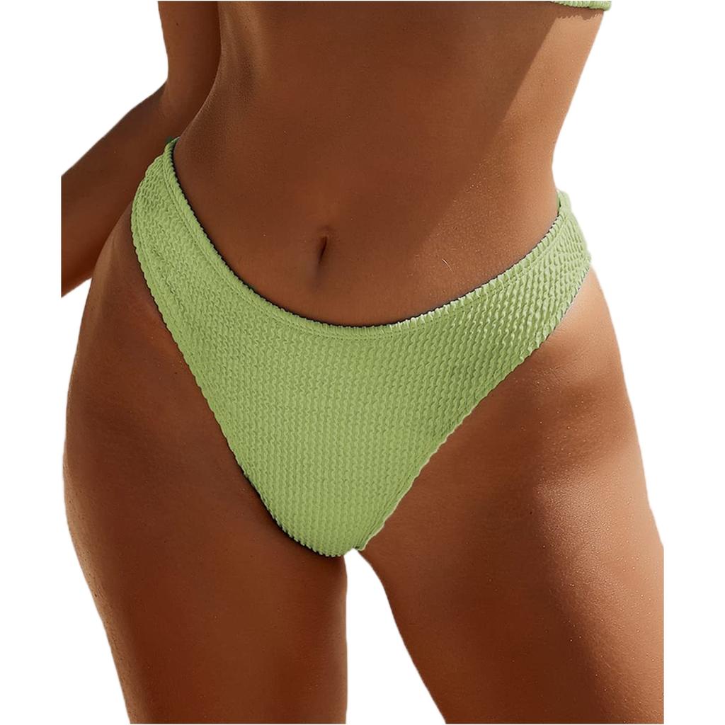 Women's Ribbed  Sexy High-Waisted Bikini Bottoms