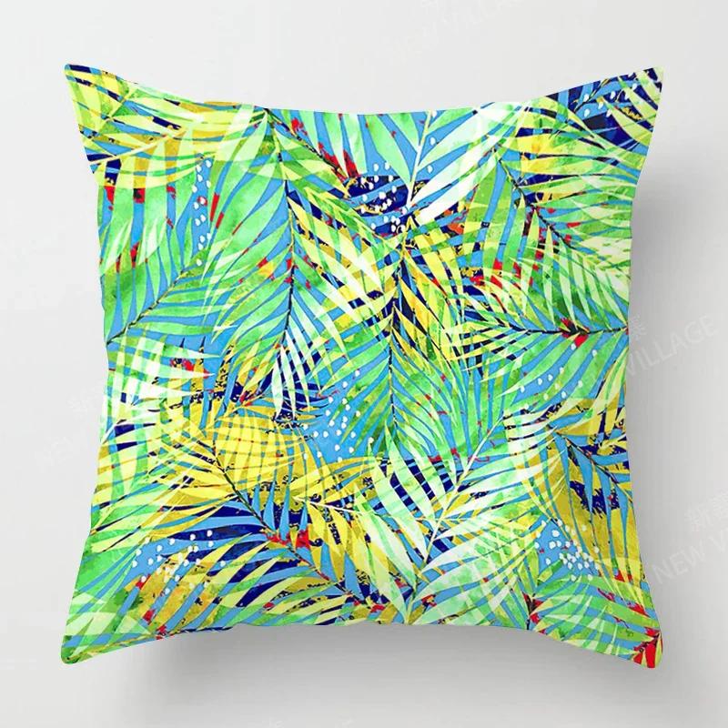 Nordic Fall Home Decor Autumn Throw Pillow Case Sofa Cushion Cover Modernplant Green Leaf