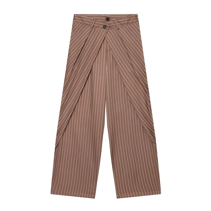 Pantaloni Larghi Oversize da Donna con Pieghe Asimmetriche Vestibilità Larga Pantaloni Casual