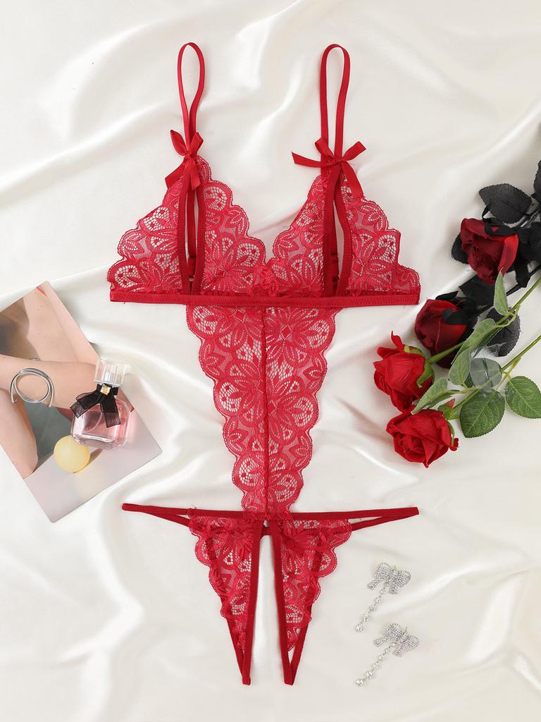 White Hollow Crotchless Bodysuit Slim Erotic Mesh Lace Jumpsuit Bodysuit Summer Sexy Fashion Sleepwear Dress  Women Clothing