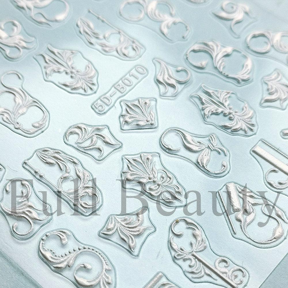 Nail Art Stickers Ins Relief Three-dimensional 5D Summer Oil Painting Small Flower Flower Adhesive Nail Stickers