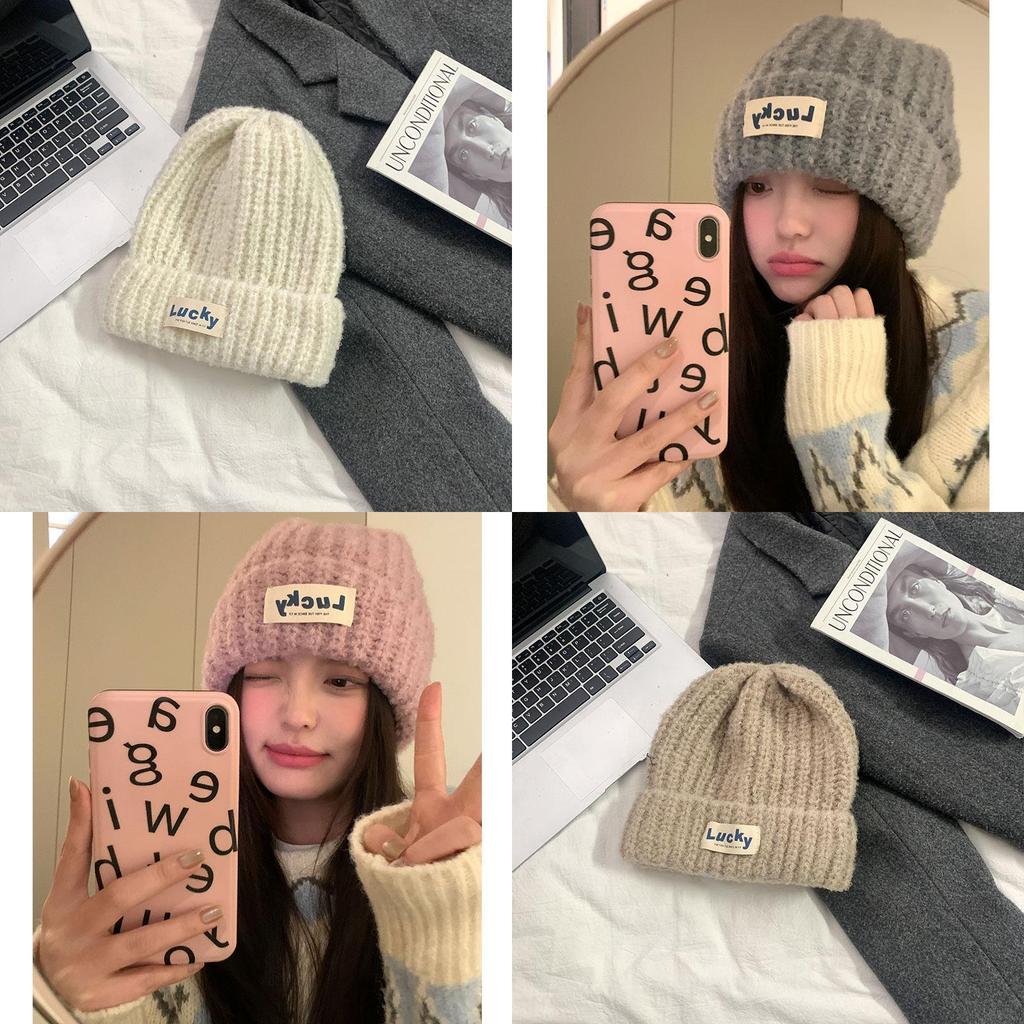 Knitted Beanie Hat For Women With Letters Warm Winter Casual Chic Style