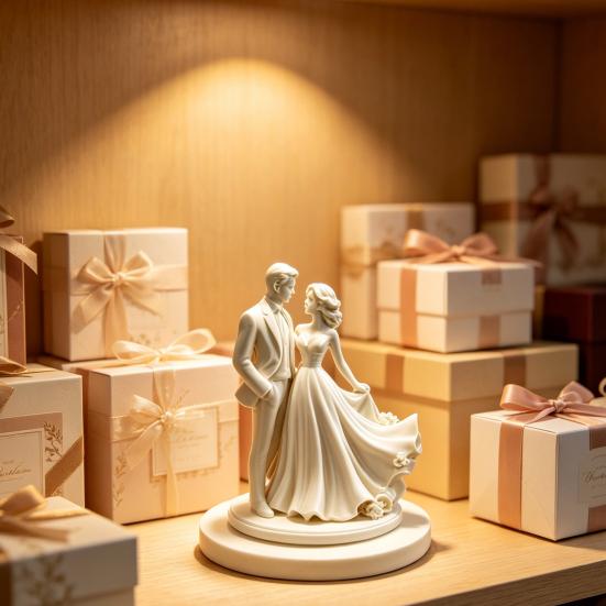Desktop Ornament 3D Printed Bride Groom Figure Romantic Sculpture Home Style Decorative Figurine Wedding