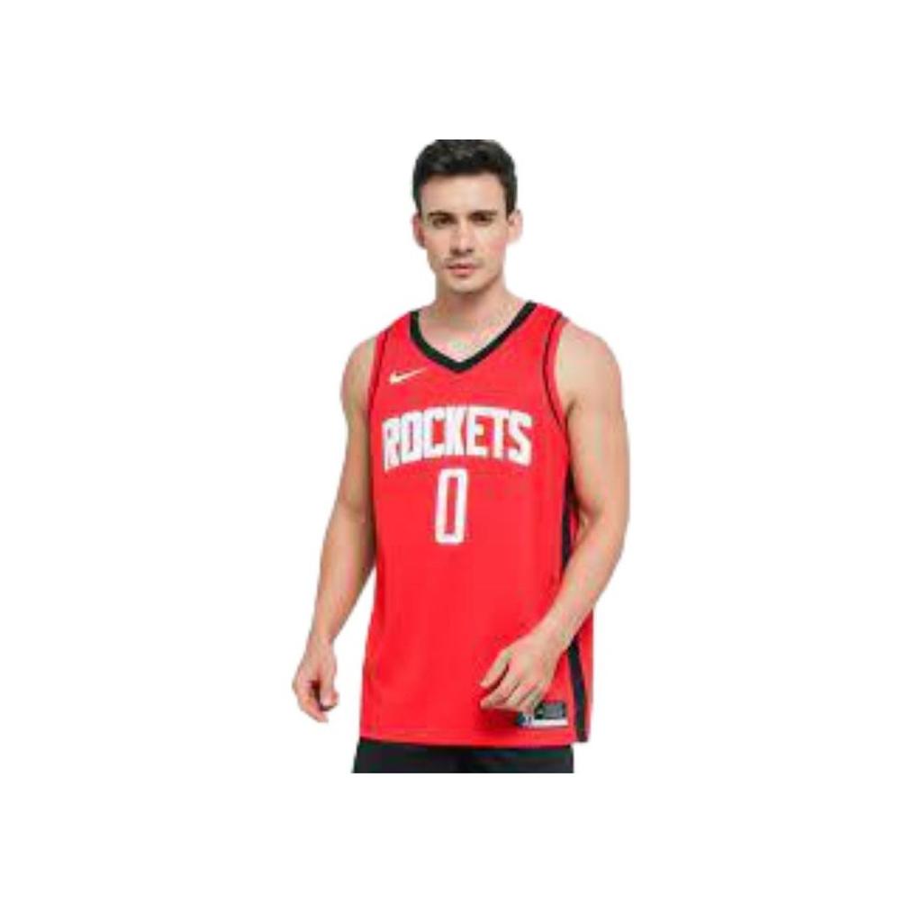 Nike NBA Swingman Houston Rockets Westbrook No. 0 Sleeveless Basketball Jersey Men Tops Red CW3666-657