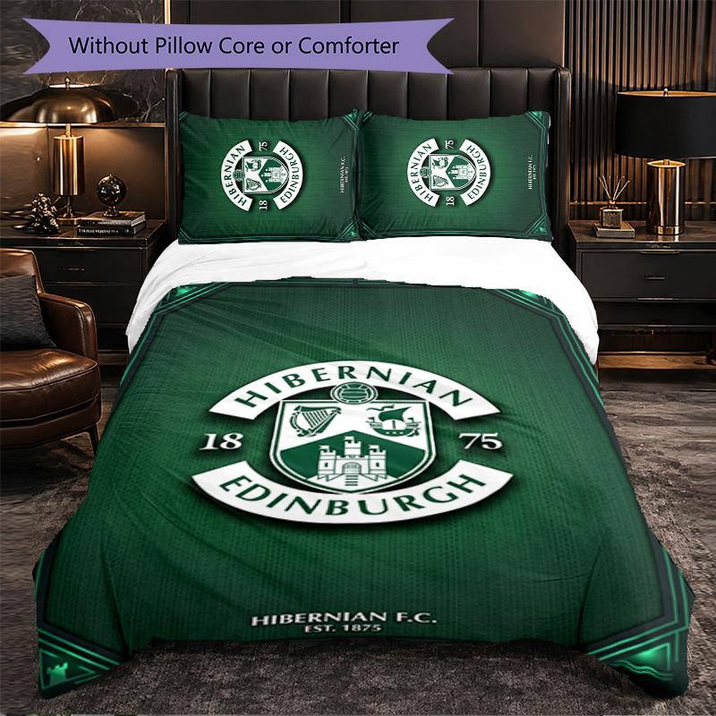 Biancheria da Letto a Tema Hibernian FC Set 3 Pezzi Copripiumino Biancheria da Letto Decorativa Per Stanza Adolescenti Decorazione Casa