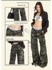 Women's American Camouflage Straight Cargo Pants - 2025 Spring/Autumn Collection, High-Waist Loose Fit Wide Leg.