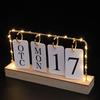 Flipkalender med lys til skrivebord Træ Evig Kalender til Skrivebord Med Måned Dato Visning Skrivebordskalender til Hjemmekontor Indretning