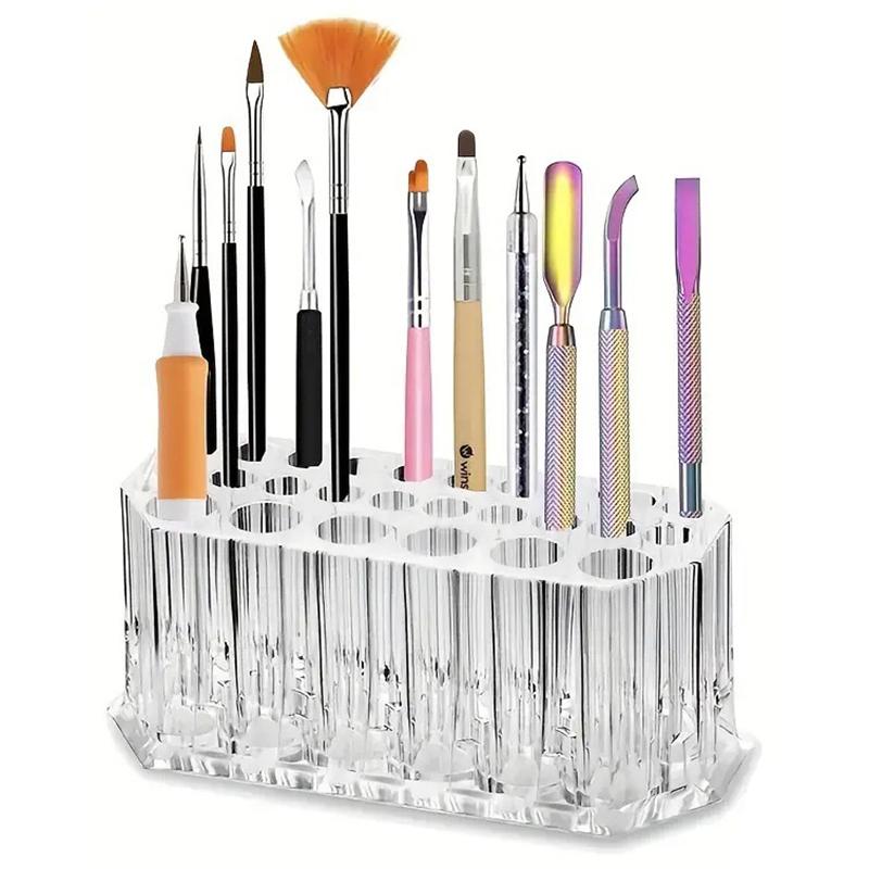 26 Holes Acrylic Nail Brushes Organizer Nail Art Kit Storage Tools Makeup Cosmetics Pen Display Case Holder Stand Showing Shelf