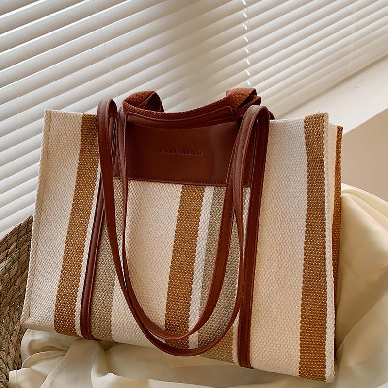 

Летние женские сумки Женская новая холщовая сумка Сумка для поездок Полосатая ручная сумка-тоут