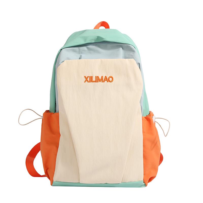 Large Capacity Color Block Lightweight Casual Backpack - Fashionable, Versatile, and Load-Reducing for Outdoor Travel and School