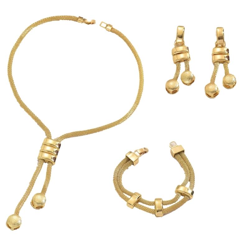 A52E Lightweight Matching Tassels Necklace Earrings Bracelet Trio Modern Accessories CN