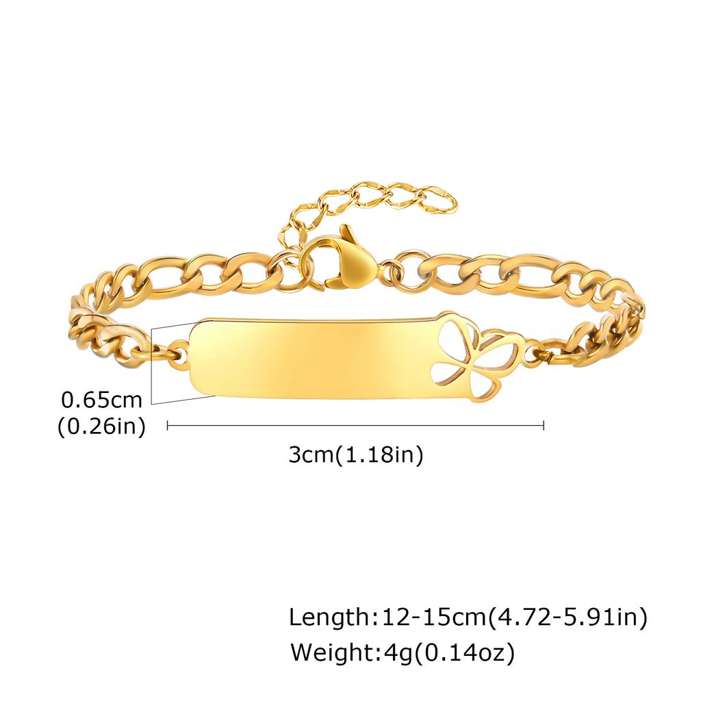 Vnox Braccialetti Personalizzati Per Bambina Anglea Farfalla Orso Targhetta Vuota Incisa Gioielli in Acciaio Inossidabile Catena Colore Oro