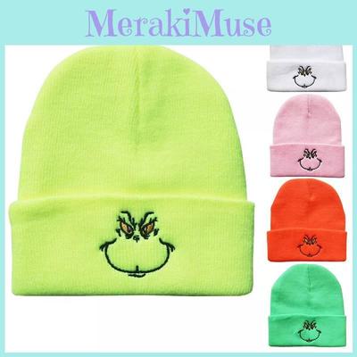 Fun Grinch Themed Knit Beanie With Embroidery For Ultimate Winter Warmth Outdoors