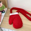 New Year Christmas Shoulder Bag Large Capacity Irregular Red Plush Bag Gifts Party Props Glove Crossbody Bag