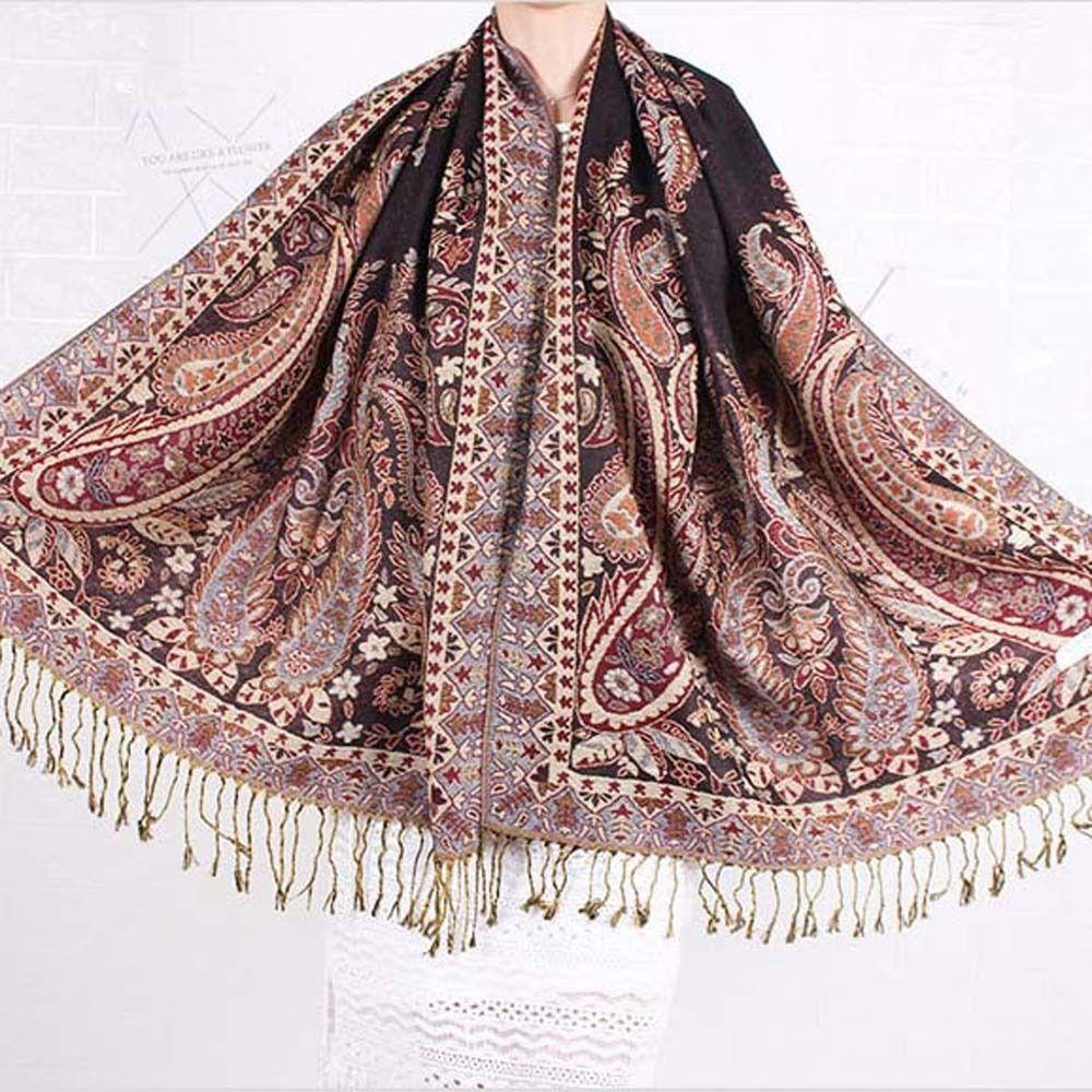 Korean Style Cashew Flower Shawl Ethnic Style Large Neck Scarves Luxury Silk Flower Scarf Party