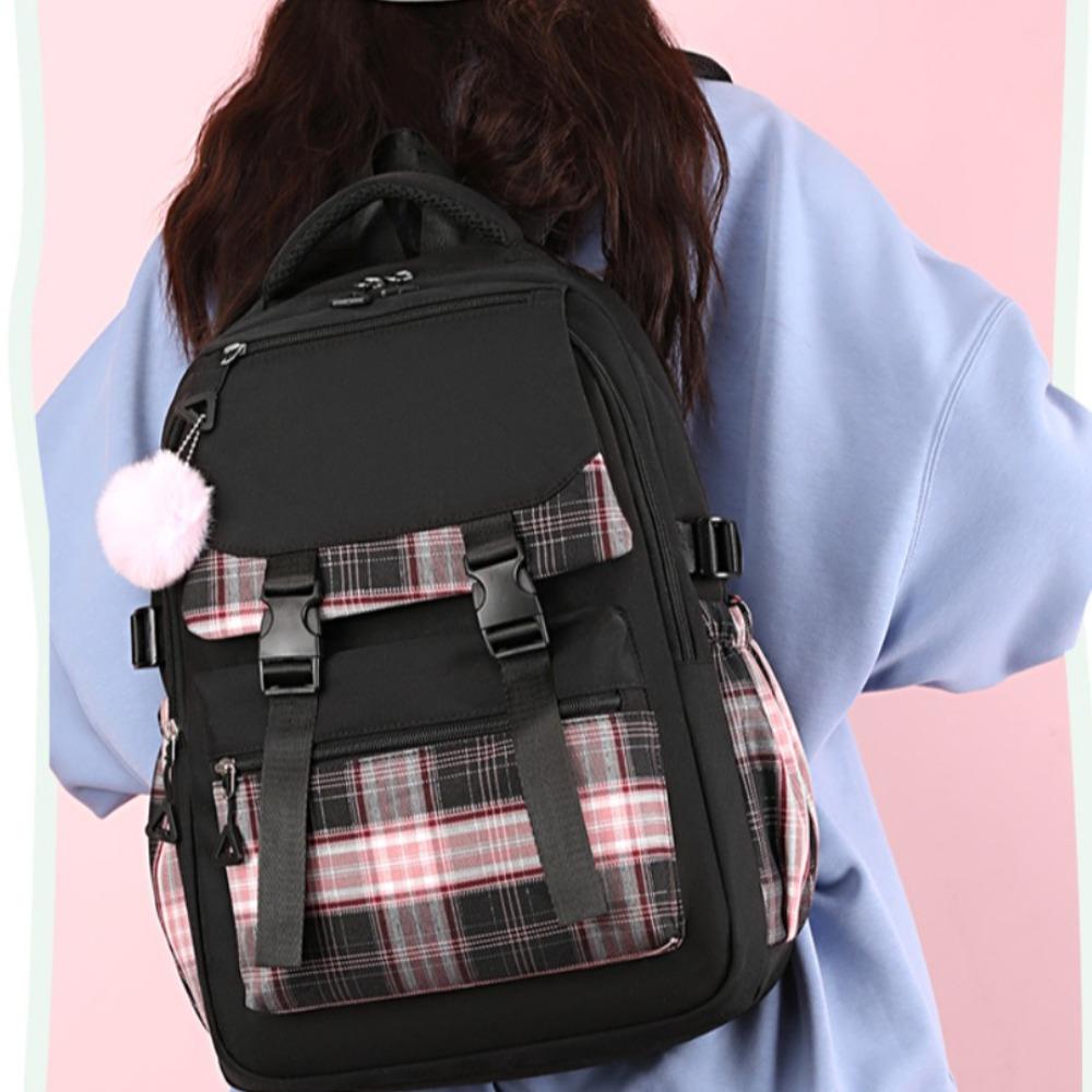 

Nylon Student Backpack Harajuku Korean Style School Bag Casual Shoulders Bag Girls розовый