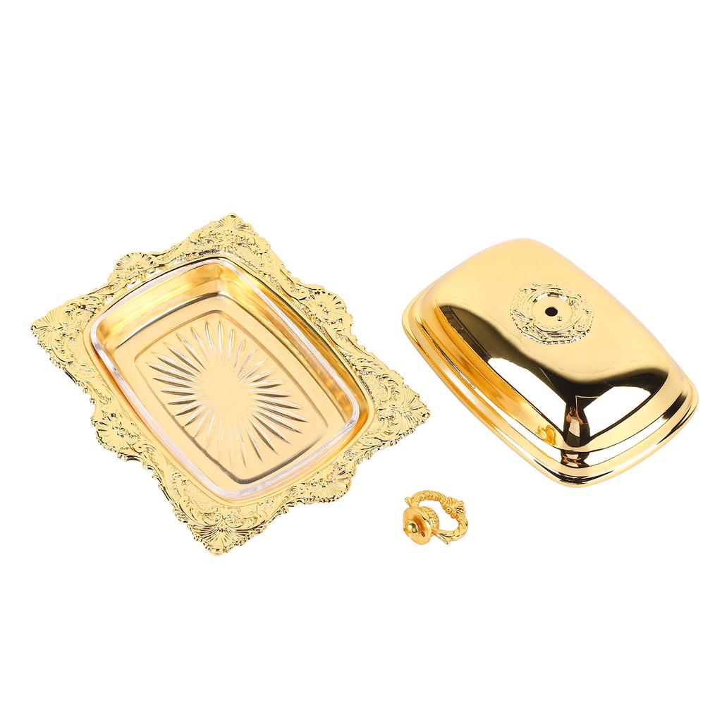 Metal Butter Plate European Vintage Butter Dish Rectangle Multifunctional Butter Container for